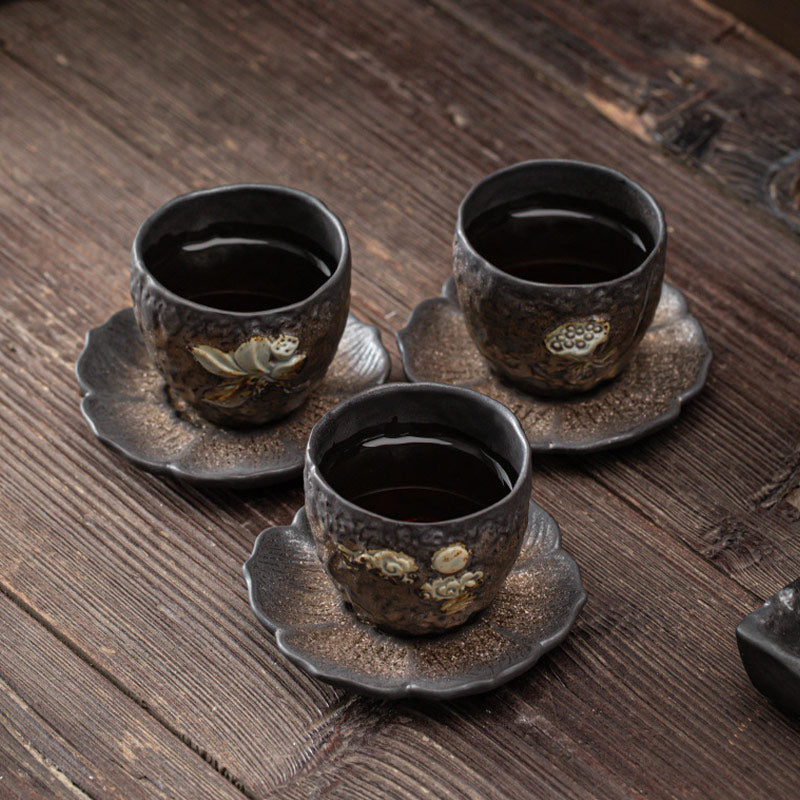 Buddha Stones, Lotus-Schote, Blatt, Blume, verheißungsvolle Wolken, Keramik-Teetasse, Kung-Fu-Teetasse