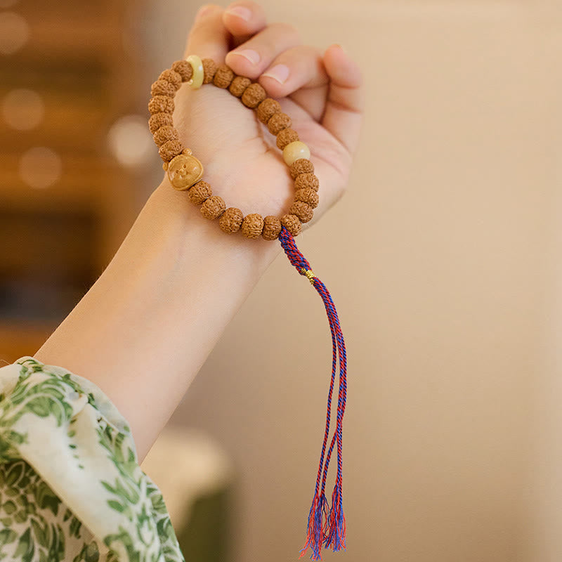 Buddha Stones Tibet Rudraksha Bodhi Samen Amulett Reichtum Glück Armband