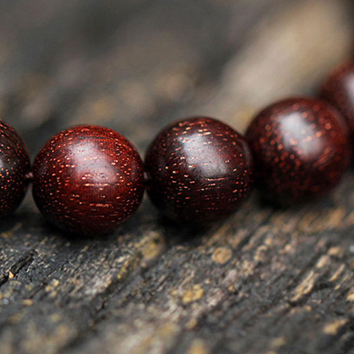 Buddha Stones, 925er-Sterlingsilber, indisches kleines Blatt, rotes Sandelholz, Aquamarin, voller Goldstern, chinesisches Knoten-Segen-Armband