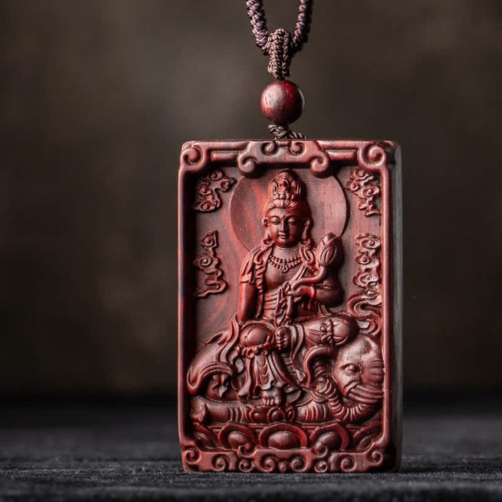 Chinesischer Sternzeichen-Natal-Buddha, kleines Blatt, rotes Sandelholz, Schutz-Halsketten-Anhänger