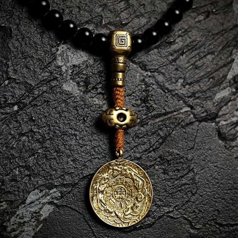 Buddha Stones, tibetische 108 Mala-Perlen, schwarzer Onyx, Tigerauge-Perlen, neun Paläste, Bagua-Schutzarmband