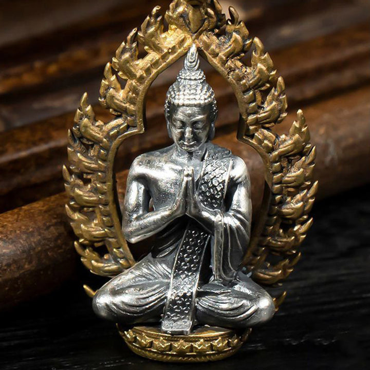 Halskette mit Buddha Stonesn, Gebet, Kupfer, Reichtum, Glück