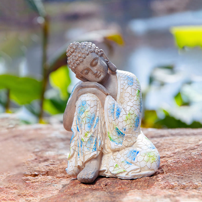 Meditierender Zen-Buddha-Gelassenheitsharz-Statuenfigur, Heimdekoration