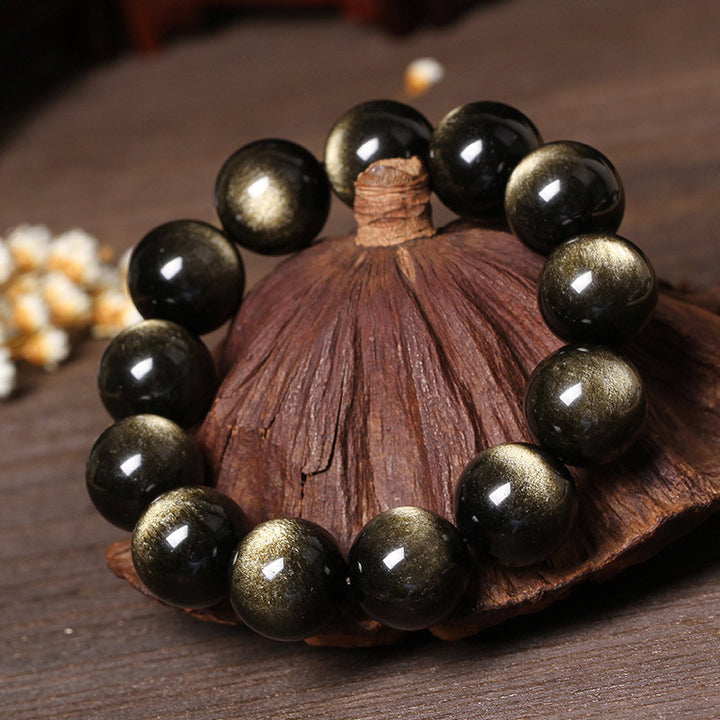 Buddha Stones Tibetisches Obsidian-Reinigungsarmband
