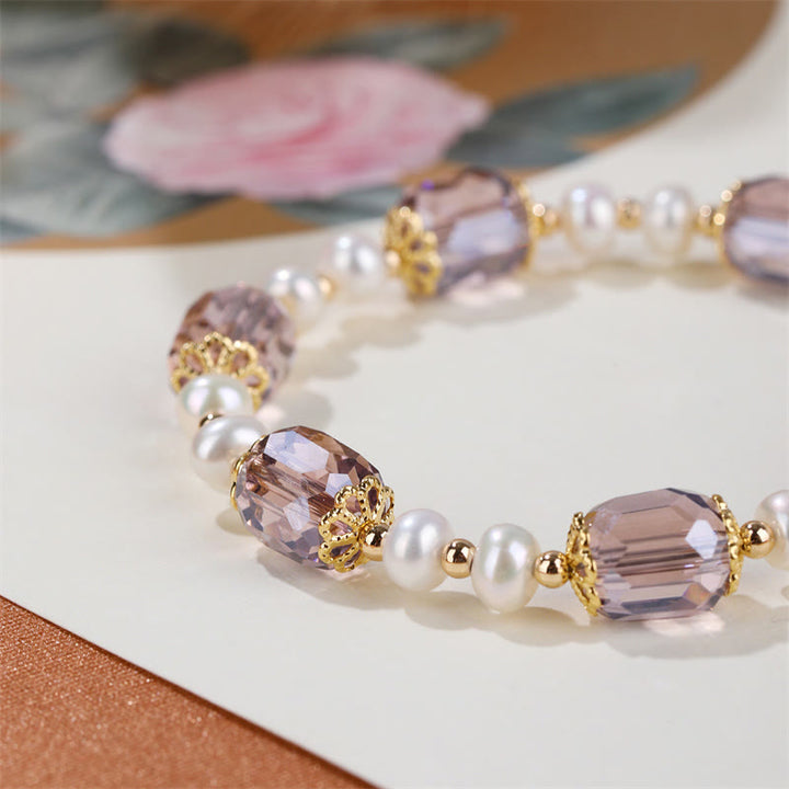 Buddha Stones Natürliches Amethyst-Perlen-Friedensheilungskettenarmband