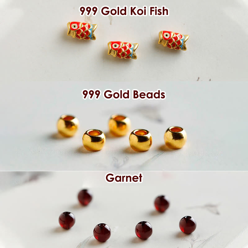 Buddha Stones 999 Gold Koi-Fisch-natürliches Granat-Schutzarmband