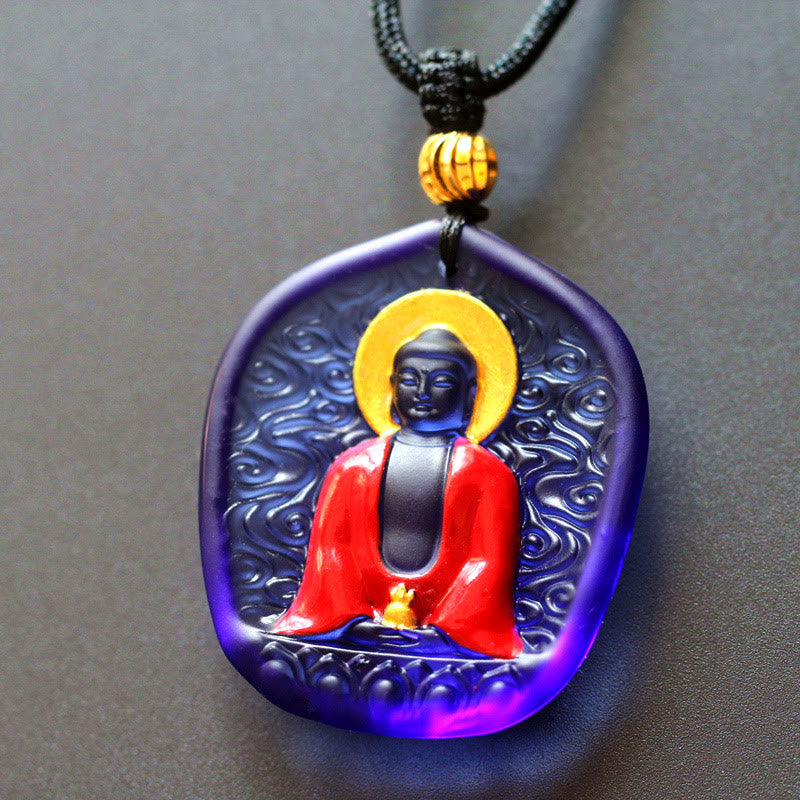Buddha Stones, Tibet-Medizin-Buddha-Liuli-Kristall, Mitgefühl, Halsketten-Anhänger