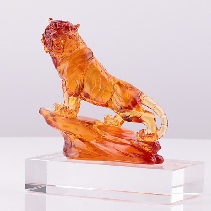 Handgefertigtes Liuli-Kristall-Tiger-Kunststück, Schutz-Heimdekoration