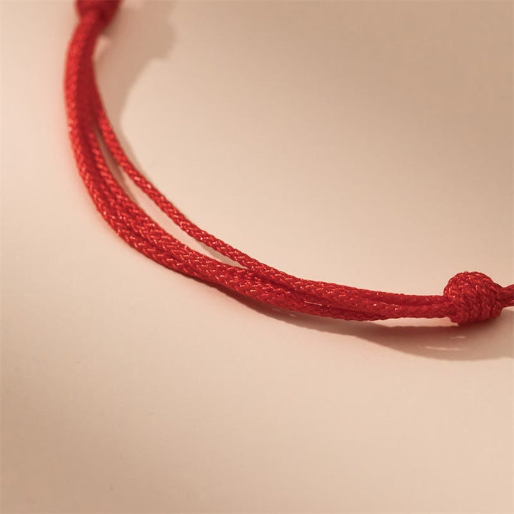 Buddha Stones Handgefertigtes rotes Armband aus 999er-Sterlingsilber zum Jahr des Drachen