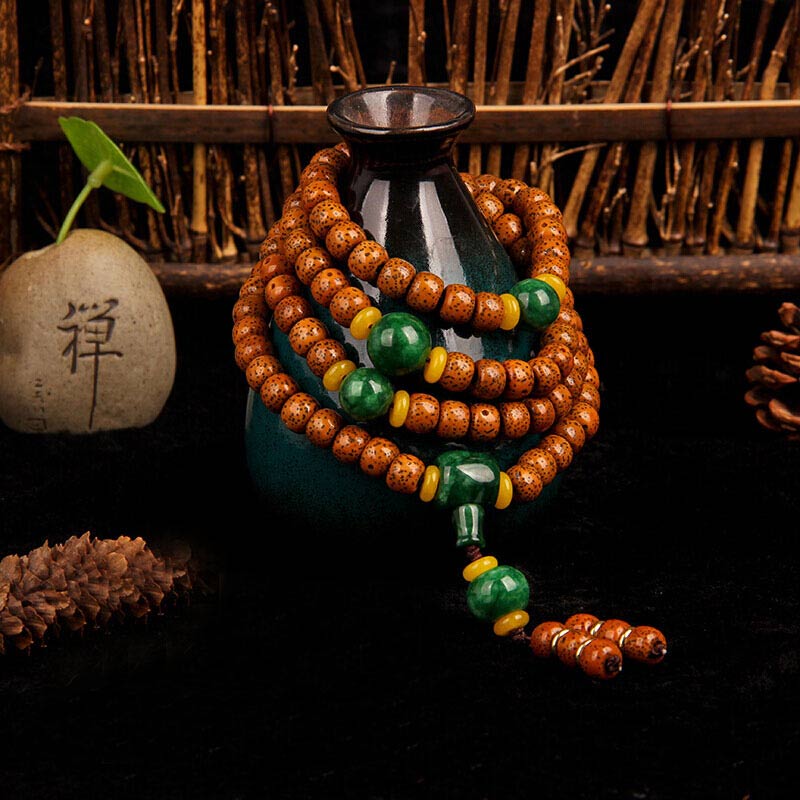 Buddha Stones 108 Perlen Mala Bodhi Seed Jade Harmony Armband