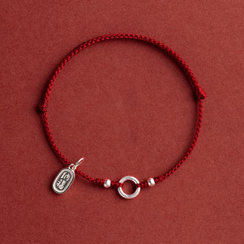 Armband mit Buddha Stonesn, 925er-Sterlingsilber, Glück, Glück, Frieden, Freude, Lotus, Frieden, Schnalle, rote Schnur