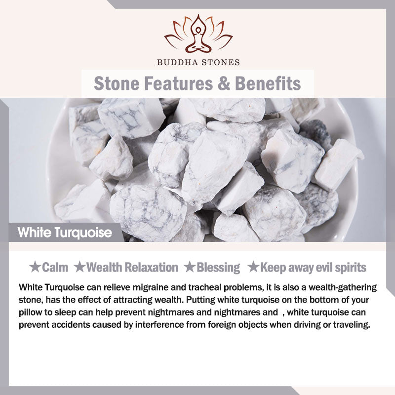 Buddha Stones Weiß Türkis Lotus Mala Heilarmband