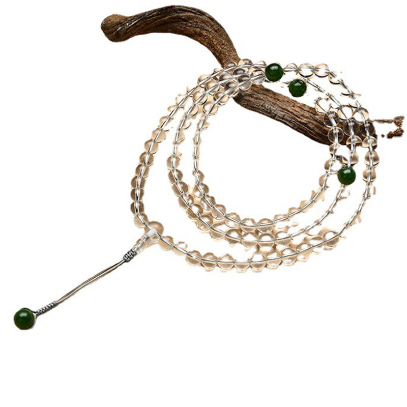 108 Perlen Weiß Kristall-Jade-Meditationsarmband Mala