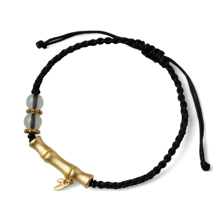 Geflochtenes Armband mit Buddha Stonesn, Bambus-Design, Glück, Stärke