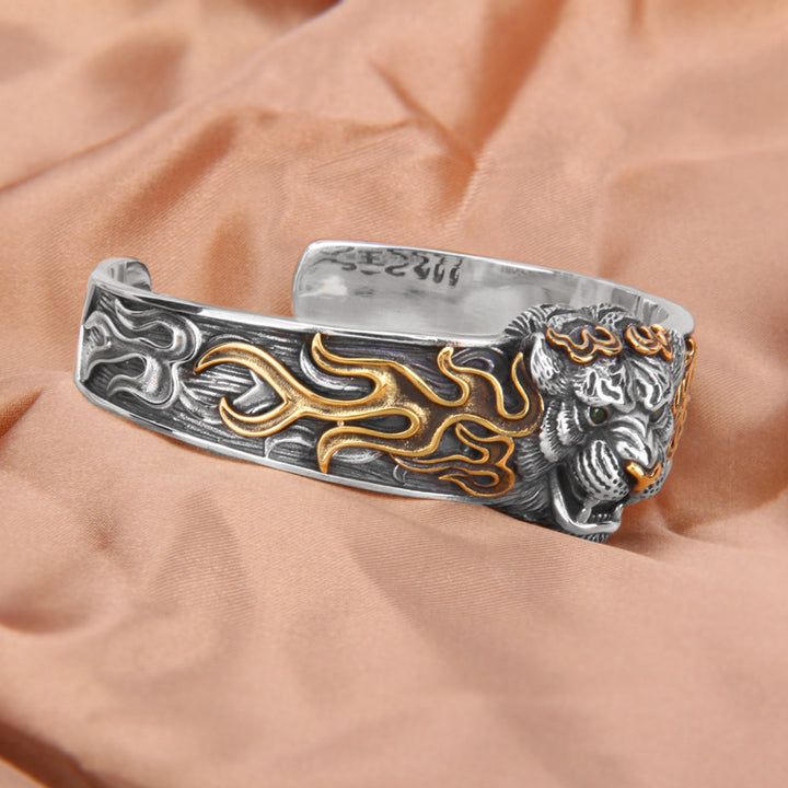 Buddha Stones Armband aus 925er-Sterlingsilber mit chinesischem Sternzeichen Tiger hält böse Geister fern