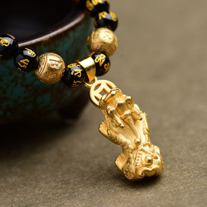 FengShui Obsidian PiXiu Reichtum Halskette