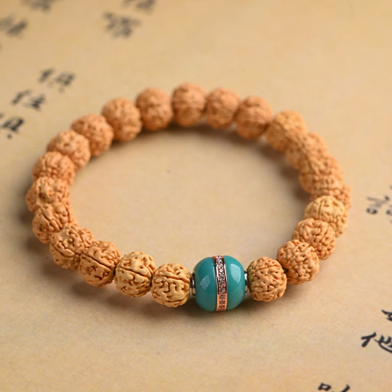 Armband mit Buddha Stonesn, Tibet, Rudraksha, Bodhi, Samen, Reichtum, Glücksverheißung