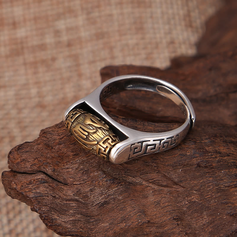 Buddha Stones, Tibet Om Mani Padme Hum, geschnitztes Design, Reinheit, drehbarer Ring