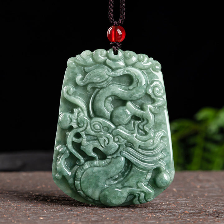 Buddha Stones Chinesisches Sternzeichen Drache Jade Stärke Halskette String Anhänger