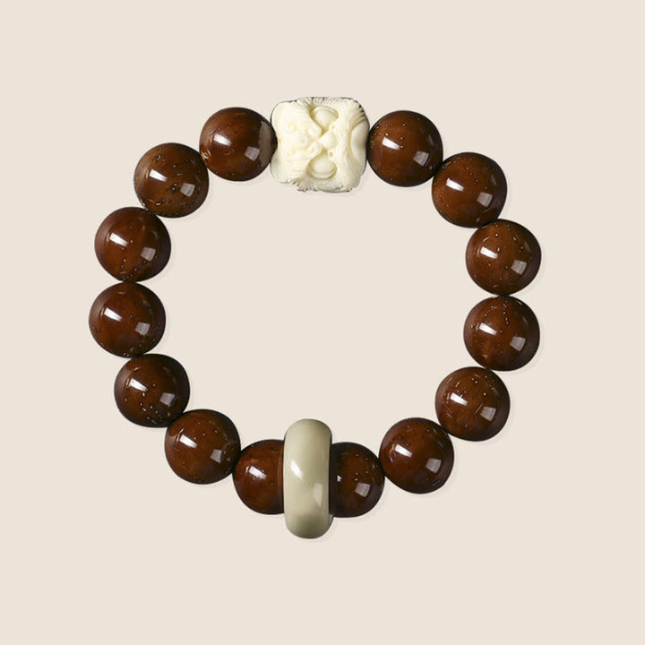 Armband mit Buddha Stonesn, lila Bodhi-Samen, tanzender Löwe, Weisheit