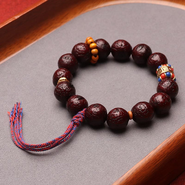 Armband mit Buddha Stonesn, Bodhi-Samenperlen, Frieden, Ruhe und Quaste