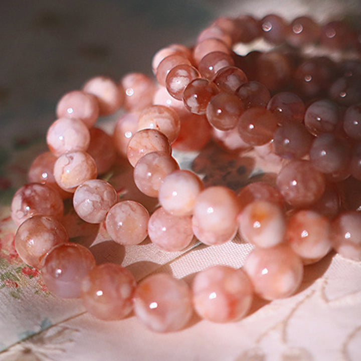 Buddha Stones Natürliches Rosenquarz-Perlen-Segen-Armband