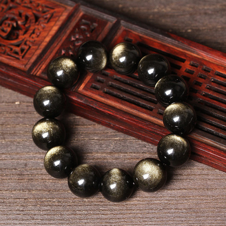 Buddha Stones Tibetisches Obsidian-Reinigungsarmband