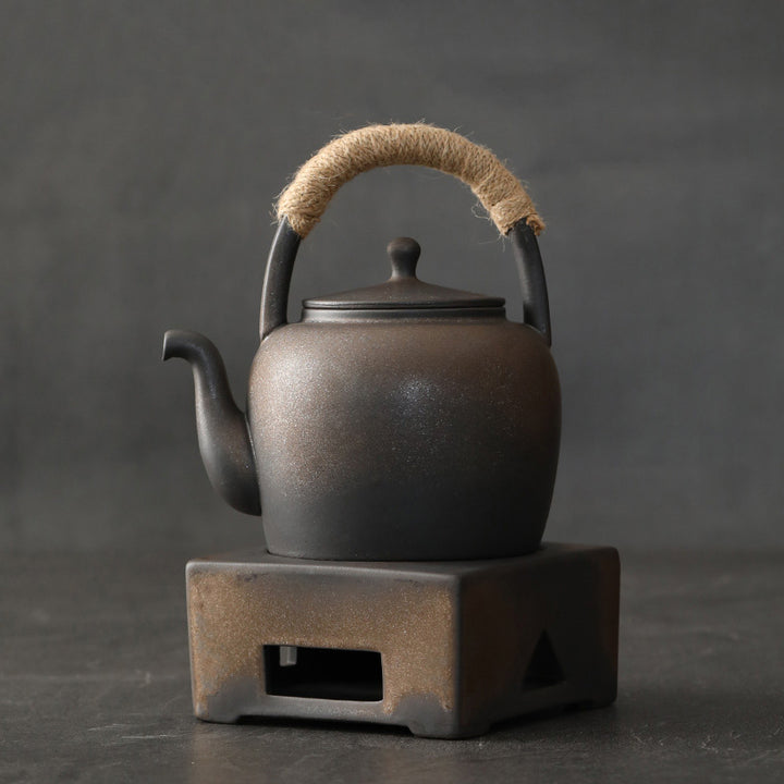 Buddha Stones Retro Braune chinesische Gongfu-Tee-Keramik-Kung-Fu-Teekanne 700 ml mit Sockel