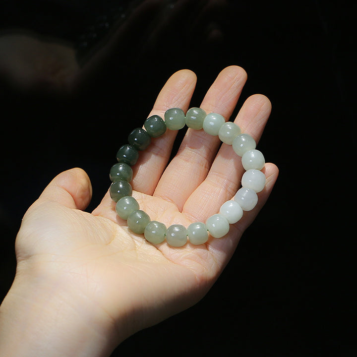 Glückssegen-Armband mit Farbverlauf aus Jade mit Buddha Stonesn
