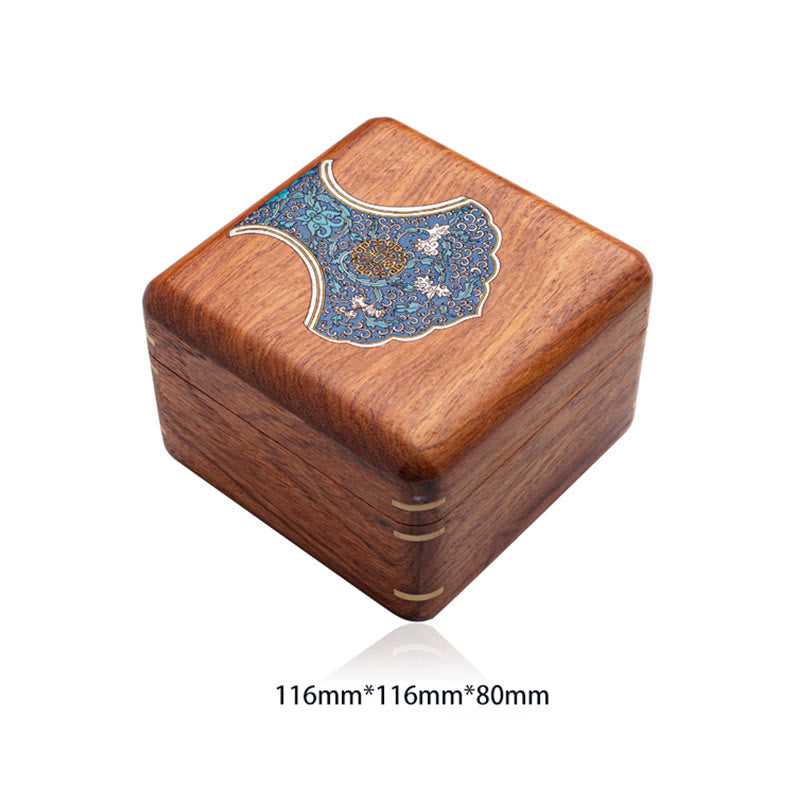 Antike Blumenblatt handgemachte Palisander Schmuck Aufbewahrungsbox Holz Geschenk Organizer Box