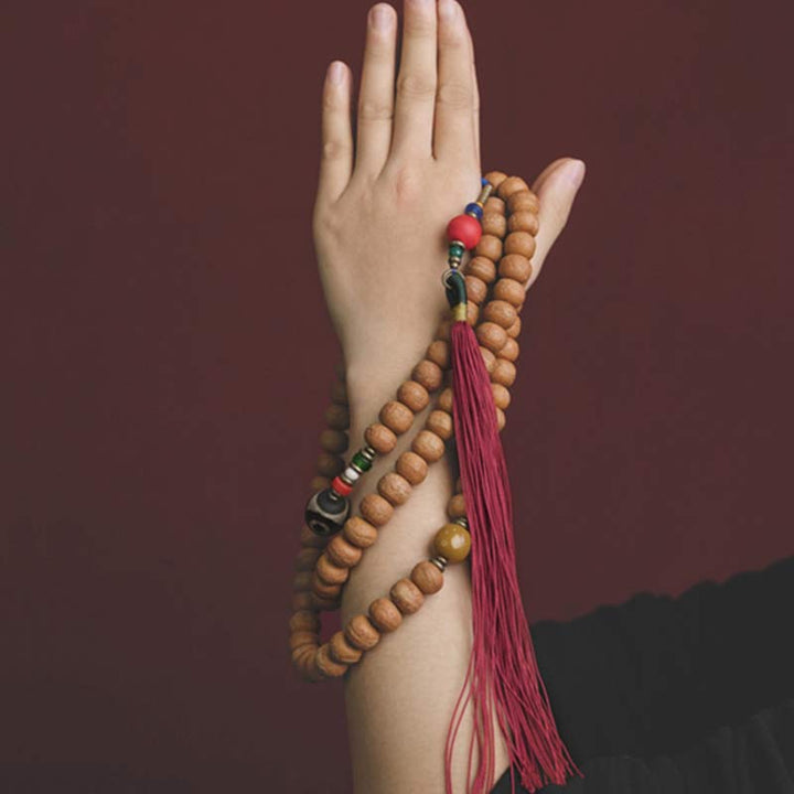 108 Mala Perlen Bodhi Seed Dzi Bead Peace Quastenarmband