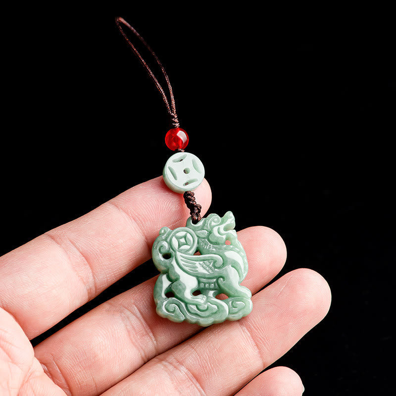 Buddha Stones, natürliche Jade, Kirin, Wohlstand, Handy-Hängedekoration