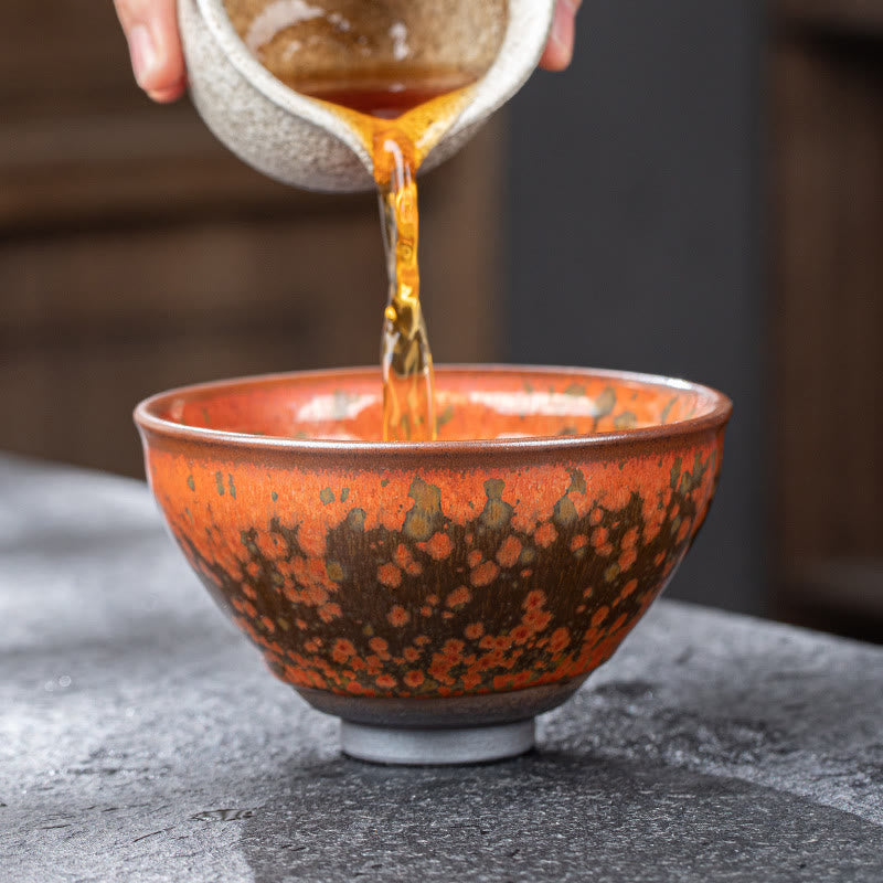 Buddha Stones, blühende Blumen, Muster, chinesischer Jianzhan-Ofen, wechselnde Keramik-Teetasse, Kung-Fu-Teetasse, Schüssel