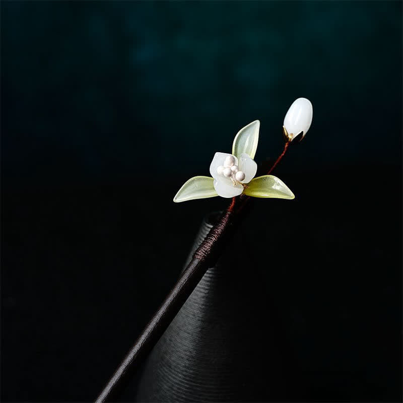 Buddha Stones Perle Blume Blatt Schmetterling Glück Haarnadel