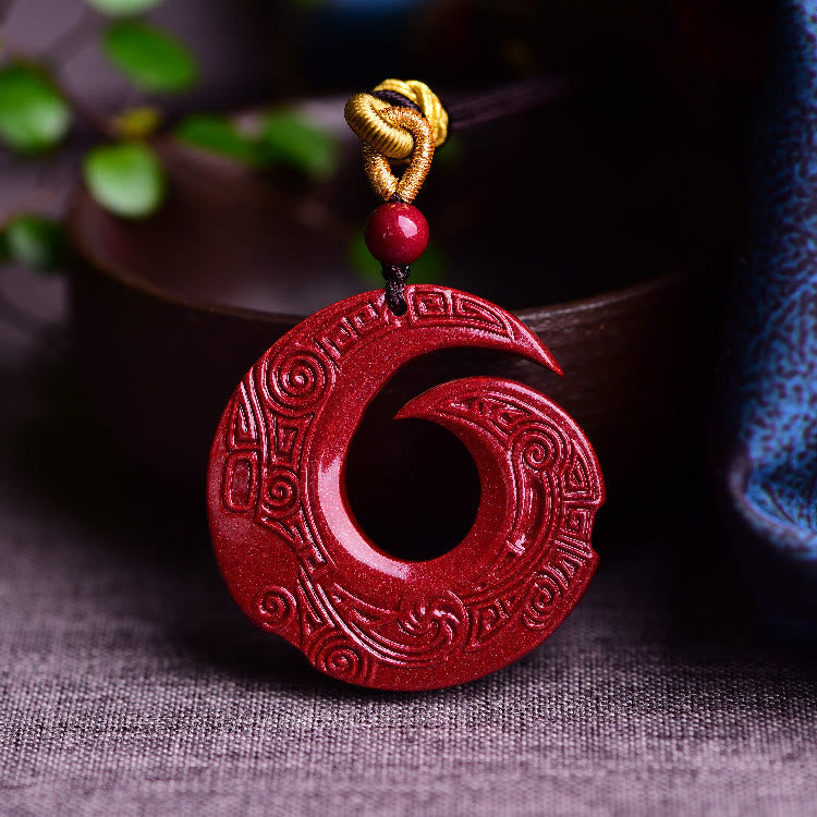 Buddha Stones One&#39;s Luck Improves Design Patern Natural Cinnabar Blessing Necklace Pendant