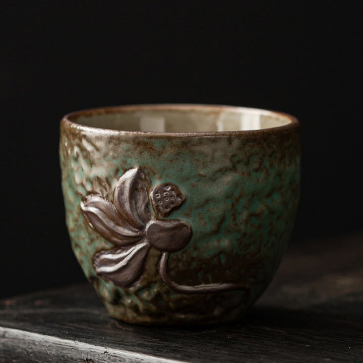 Buddha Stones, Lotus-Schote, Blatt, Blume, verheißungsvolle Wolken, Keramik-Teetasse, Kung-Fu-Teetasse