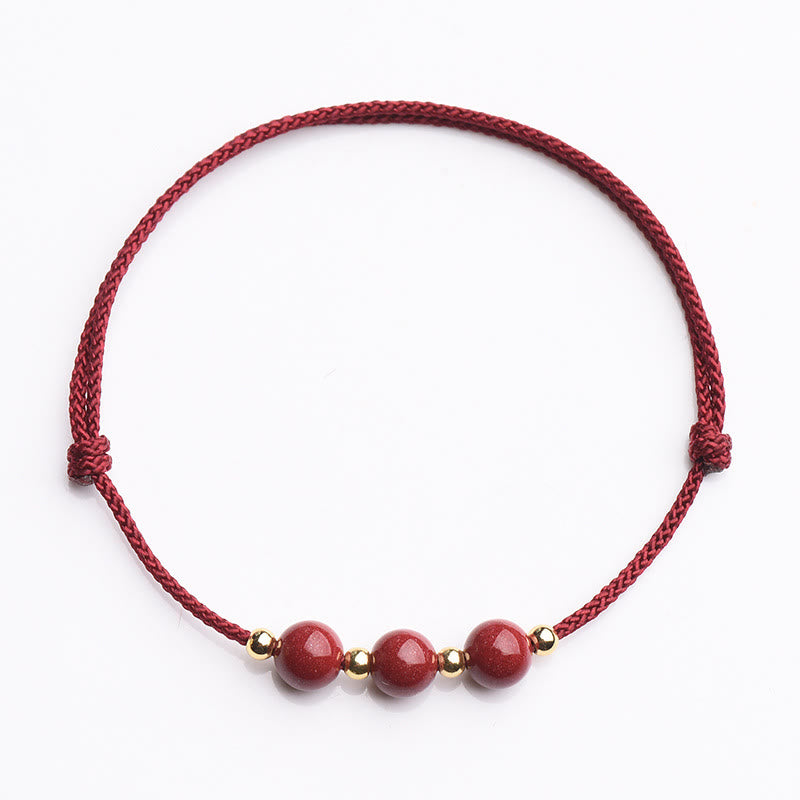 Buddha Stones Natural Lucky Cinnabar Bead Blessing String Armband Fußkettchen