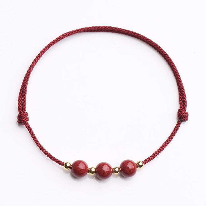 Buddha Stones Natural Lucky Cinnabar Bead Blessing String Armband Fußkettchen