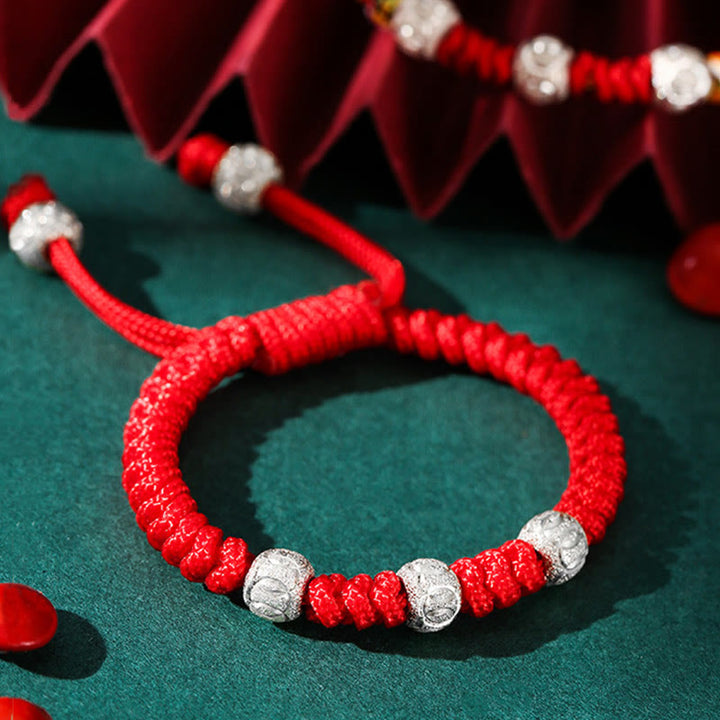Buddha Stones 925 Sterling Silber King-Kong-Knoten-Armband, mehrfarbig, rote Schnur, Stärke, handgefertigt, geflochten, für Kinder und Kinder