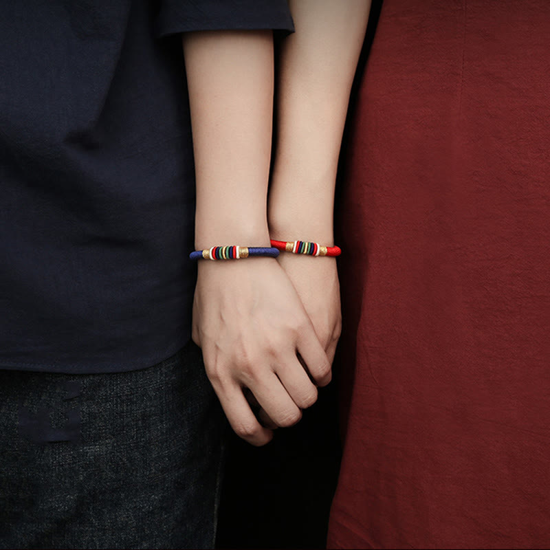 Buddha Stones, tibetisches handgefertigtes buntes King-Kong-Knoten-Fünf-Elemente-Glücks-Geflecht-Armband