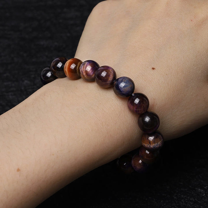 Buddha Stones natürliches lila Tigerauge-Schutz-Stärke-Armband