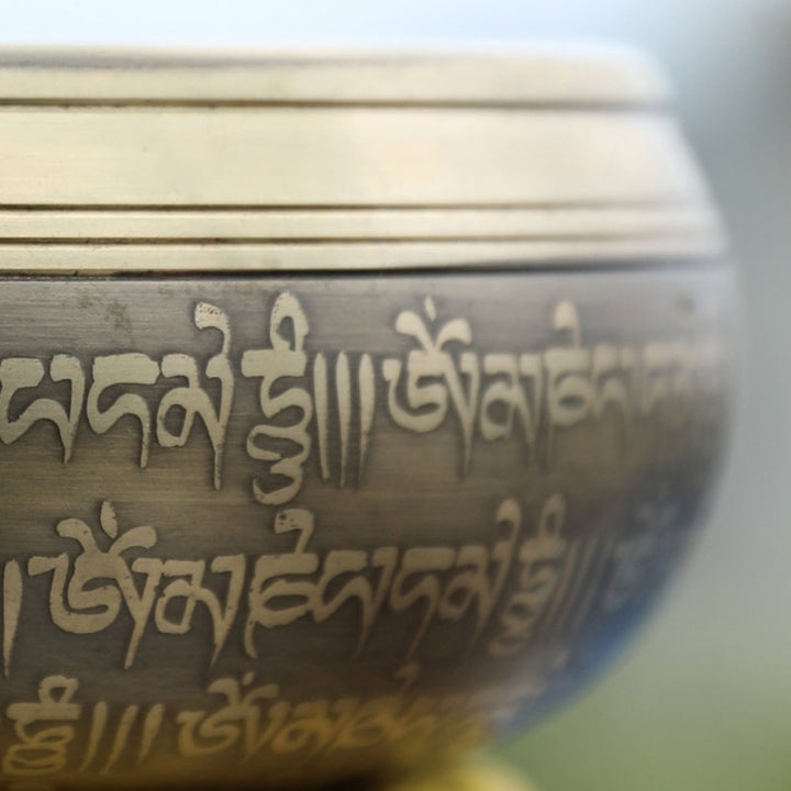 Tibetische Klangschale, handgefertigt für Konzentration und Meditation, friedvolles Glück, Klangschalen-Set