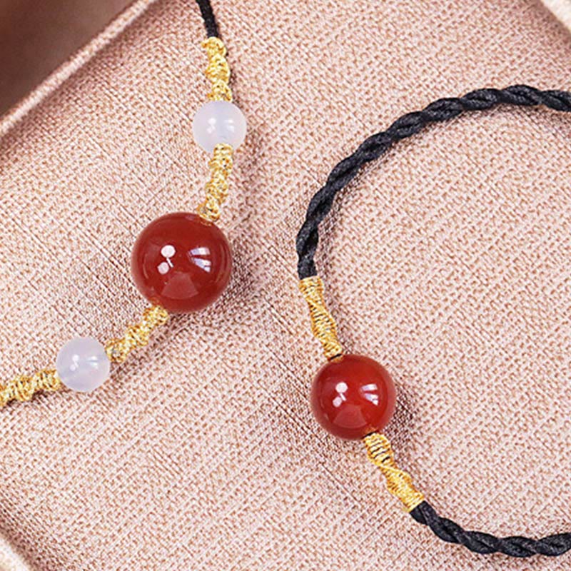 Buddha Stones Natürlicher roter Achat Chalcedon Selbstakzeptanz Vertrauen String Bead Armband Halskette Anhänger