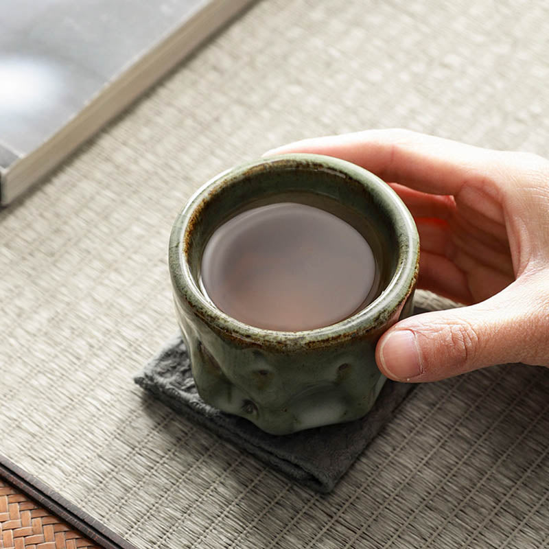 Buddha Stones, handgefertigt, einfache rissige Eisstruktur, chinesische Jianzhan-Keramik-Teetasse, Kung-Fu-Teetasse