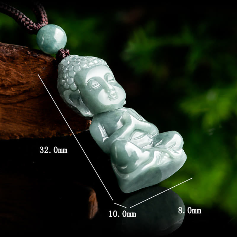 Buddha Stones, natürlicher Jade-Meditations-Buddha-Amulett, Gelassenheits-Halskettenanhänger