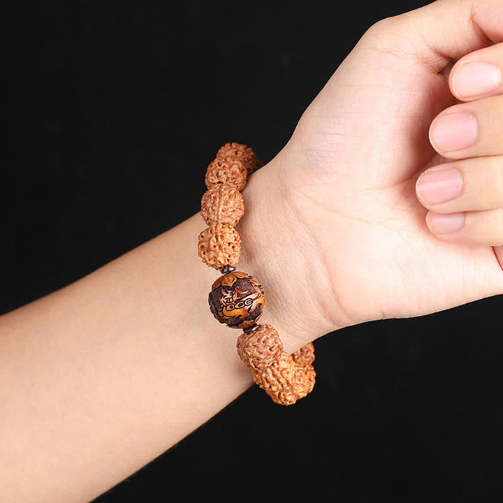 Buddha Stones Tibet Rudraksha Bodhi Seed PiXiu Kupfer Münze Reichtum Glück Armband