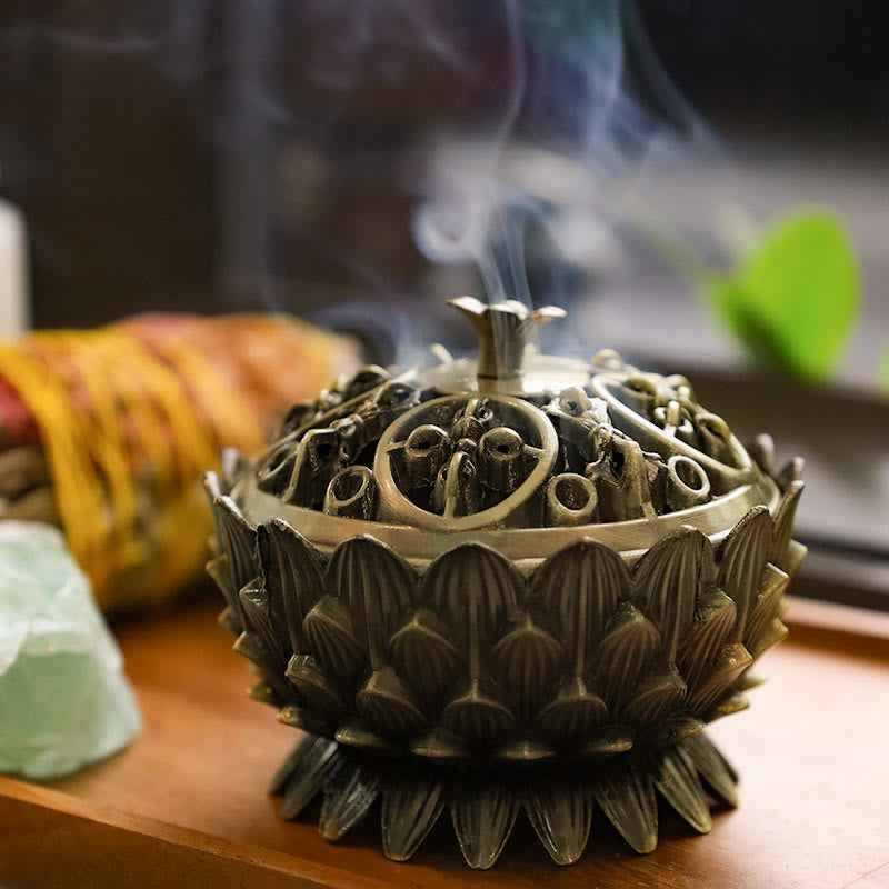 Buddha Stones tibetischer Räuchergefäß in Lotusform