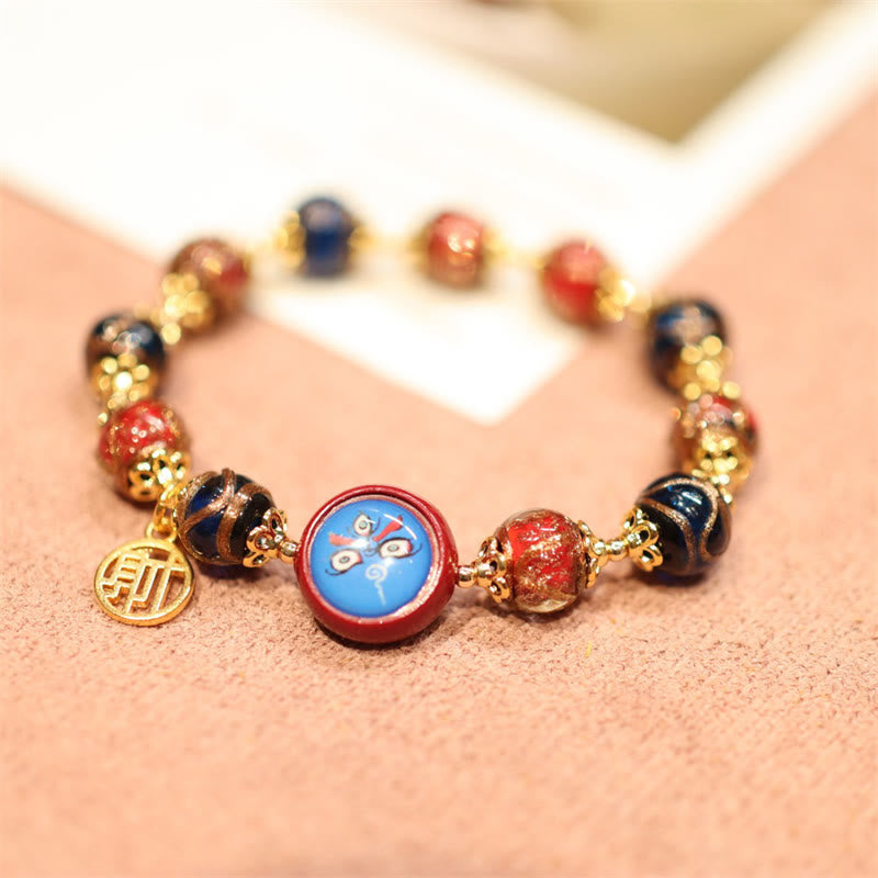 Tibetisches goldenes Schlucktier-Familien-Fünf-Gott des Reichtums-Thangka-Glücksperlenarmband