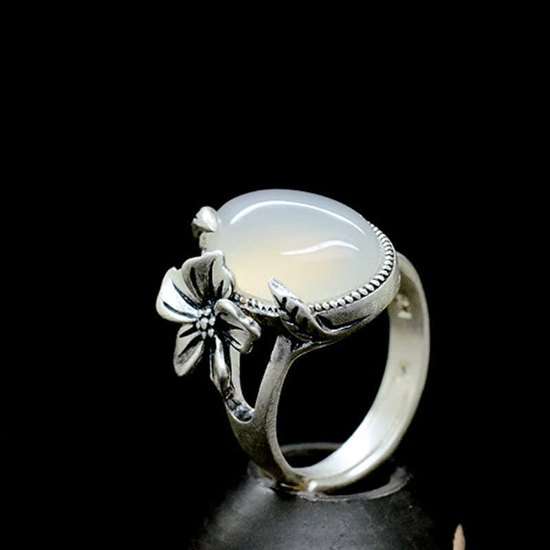 Ring für positive Harmonie aus 990er-Sterlingsilber mit natürlichem Chalcedon und Pflaume