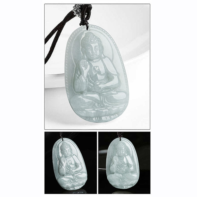 Buddha Stones Chinesisches Sternzeichen Natal Buddha Jade Reichtum Wohlstand Halskette Anhänger